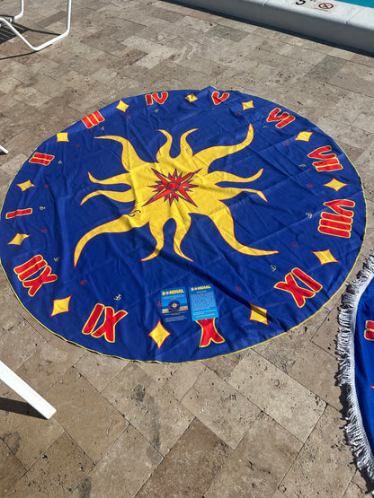 Sundial Instructional Tanning Towel – 72" Round Beach Towel