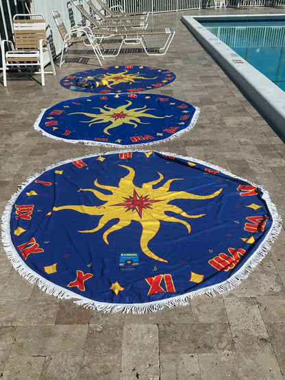 Sundial Instructional Tanning Towel – 72" Round Beach Towel