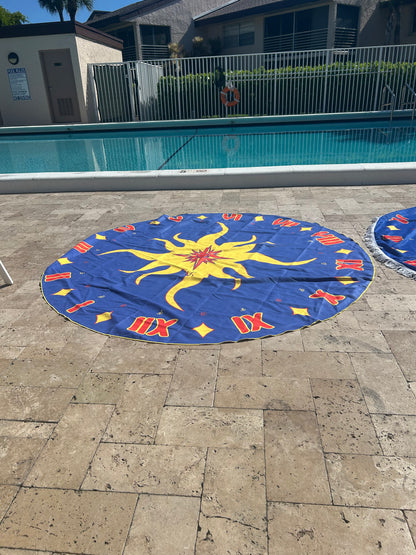 Sundial Instructional Tanning Towel – 72" Round Beach Towel